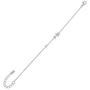 FS0202 925 Sterling Silver Flower Zirconia Chain Bracelet