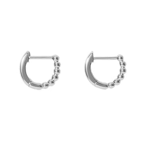 FE1600 925 Sterling Silver Bead Small Hoops Earrings