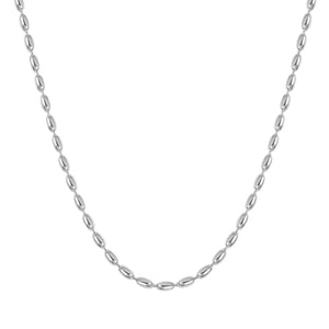 FX0889 925 Sterling Silver Oval Ball Beaded Chain Necklace