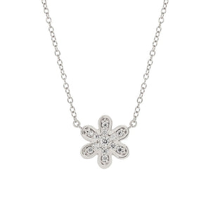 FX0364 925 Sterling Silver Flower Pendant Necklace