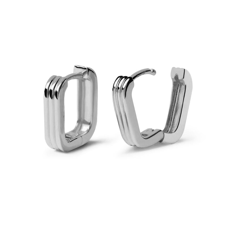 FE1815 925 Sterling Silver Triple Band Huggie Hoops