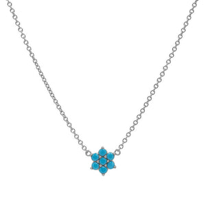 FX0660 925 Sterling Silver Turquoise Flower Necklace