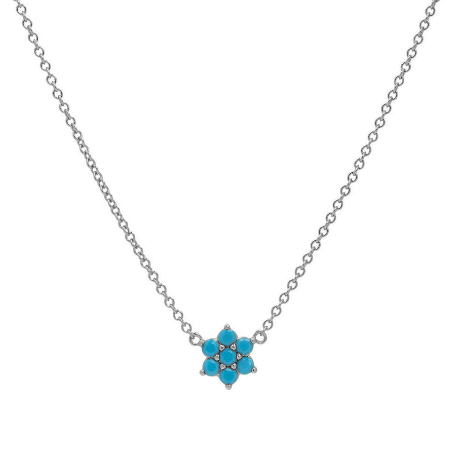 FX0660 925 Sterling Silver Turquoise Flower Necklace