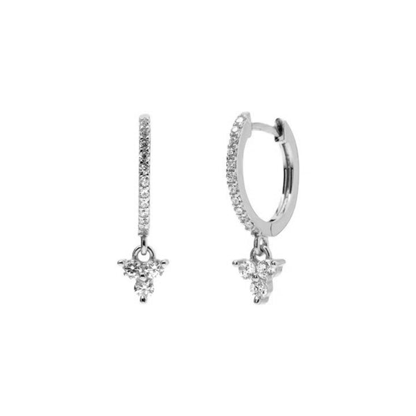 FE1089 925 Sterling Silver Lotus Zircon Hoop Earrings