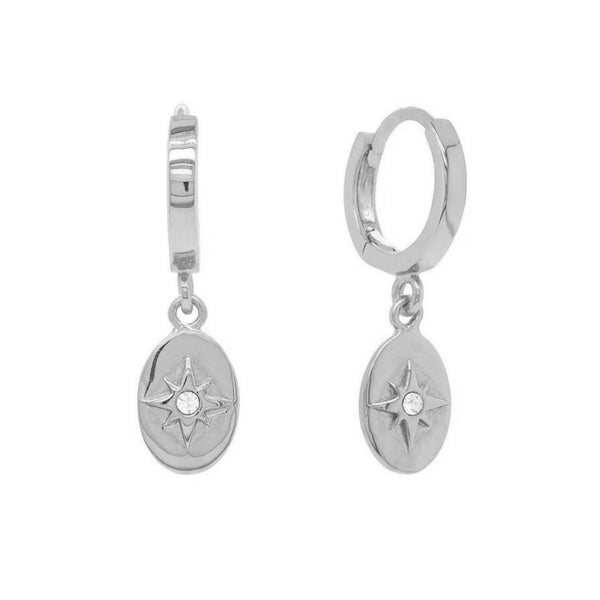 FE1270 925 Sterling Silver Starry Night Hoop Earrings