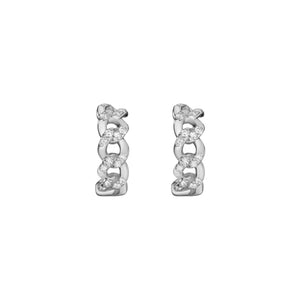 FE1653 925 Sterling Silver Knot Cubic Zirconia Huggie Earrings