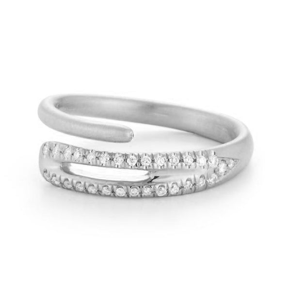 FJ0421 925 Sterling Silver Open Wrap Zircon Ring