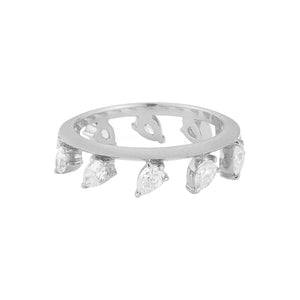FJ0633 925 Sterling Silver Hanging Cubic Zirconia Ring