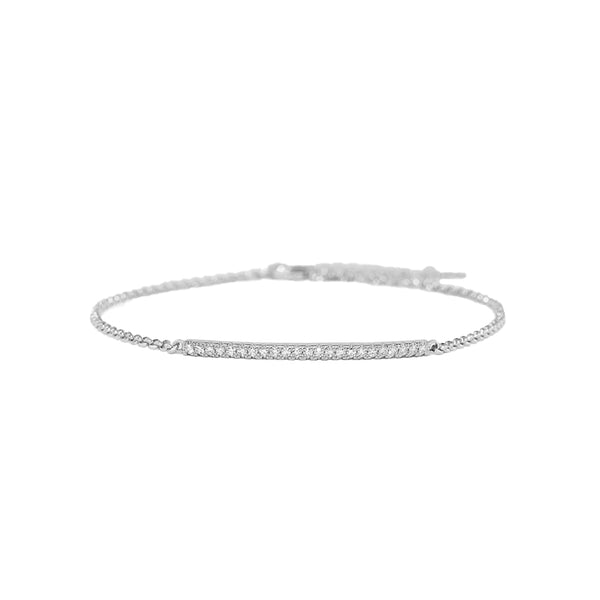 FS0222 925 Sterling Silver Pave Zircon Bar Bracelet
