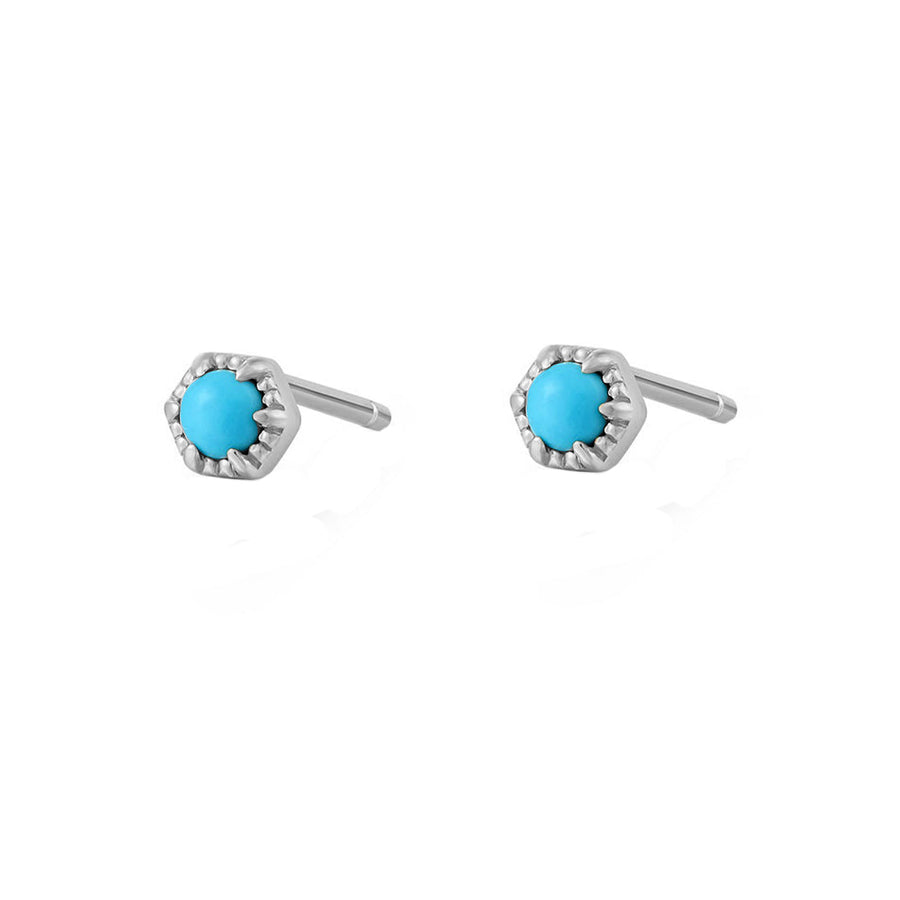 FE1673 925 Sterling Silver Turquoise Solitaire Stud Earring