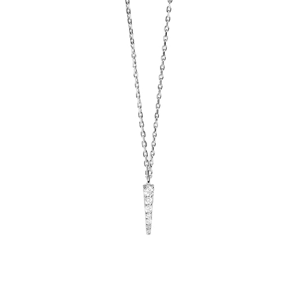 FX0878 925 Sterling Silver Spike Pave Cubic Zirconia Pendant Necklace