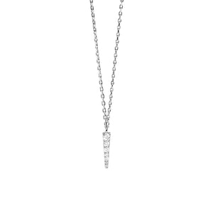 FX0878 925 Sterling Silver Spike Pave Cubic Zirconia Pendant Necklace