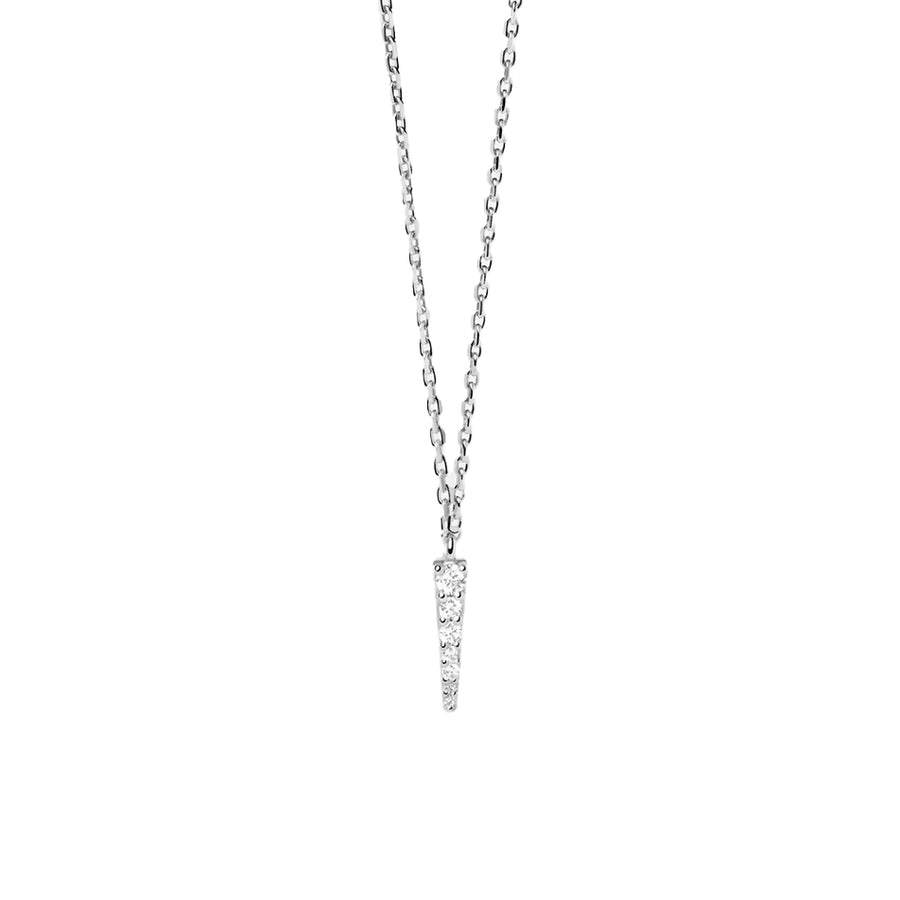 FX0878 925 Sterling Silver Spike Pave Cubic Zirconia Pendant Necklace