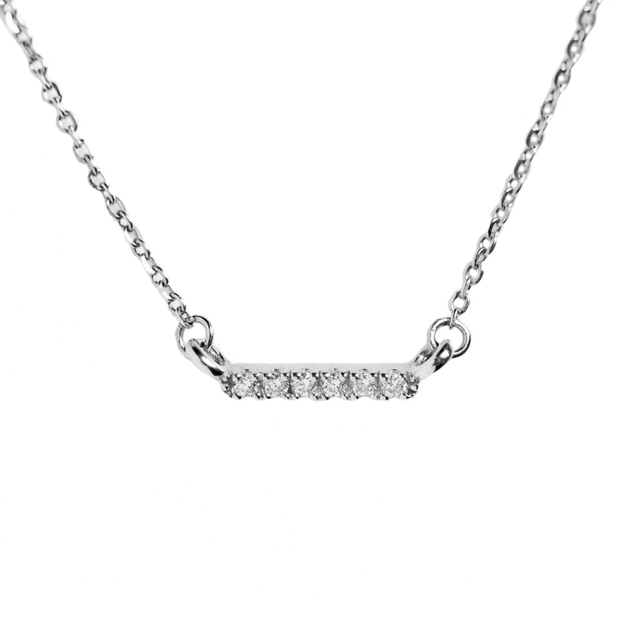 FX0641 925 Sterling Silver Bar Cubic Zirconia Necklace