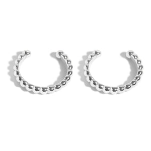 FE0250 925 Sterling Silver Mini Circle Ear Cuff Earrings