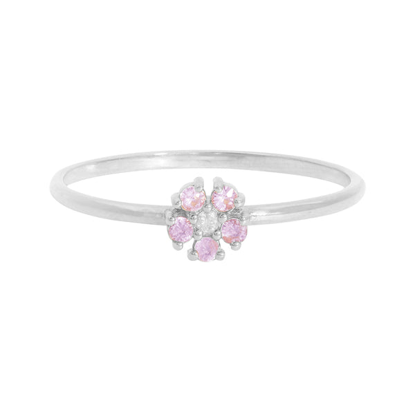 FJ0730 925 Sterling Silver Sapphire Single Flower Ring