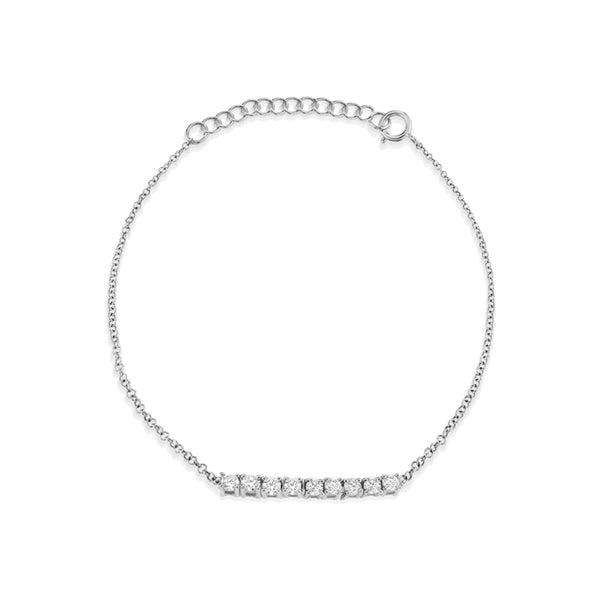 FS0144 925 Sterling Silver Zircon Bar Bracelet