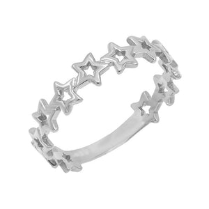 FJ0170 925 Sterling Silver Star Chain Ring