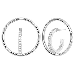 FE0306 925 Sterling Silver Circle Hoop Earrings Topaz