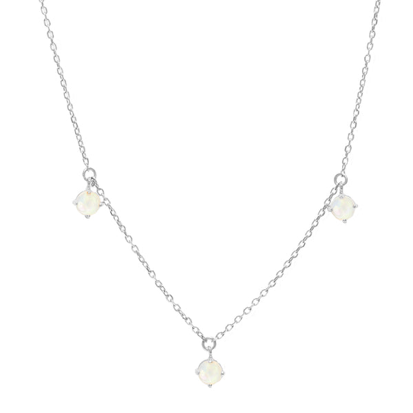 FX0776 925 Sterling Silver Opal Droplet Women Necklace
