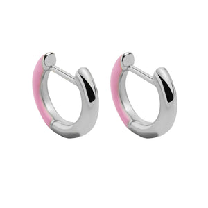 FE1561 925 Sterling Silver Colorful Enamel Hoop Earrings