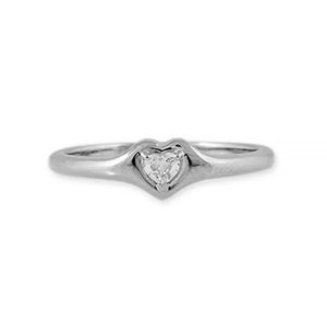 FJ0414 925 Sterling Silver Single Heart Zircon Ring