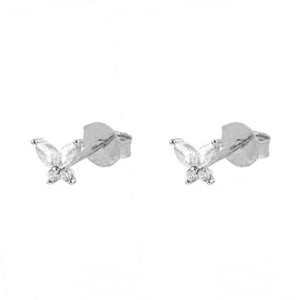FE1366 925 Sterling Silver Zircon Butterfly Stud Earrings