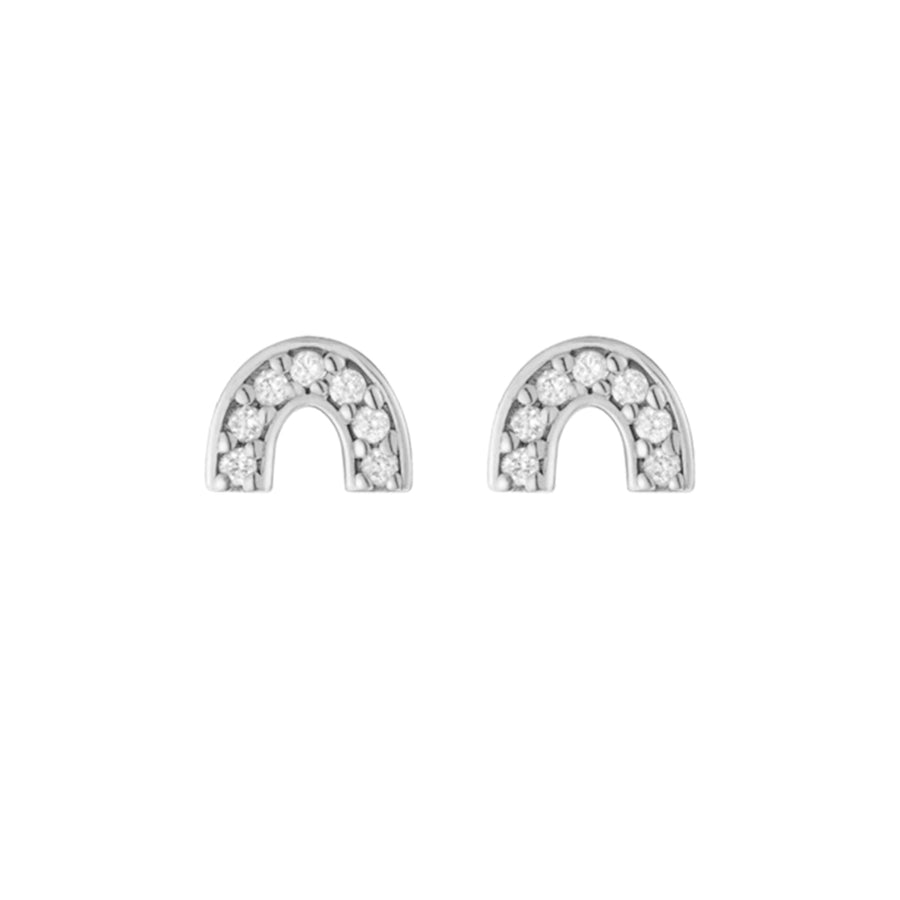 FE1744 925 Sterling Silver Cubic Zirconia Rainbow Stud Earring