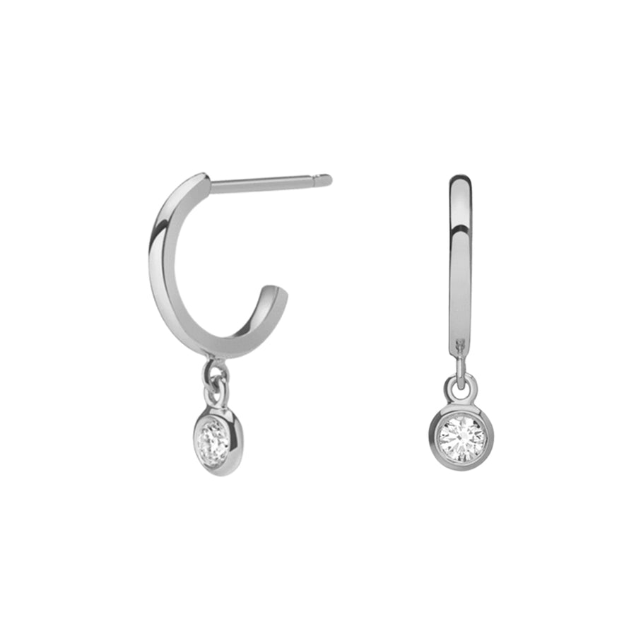 FE1409 925 Sterling Silver Bezel Zircon Pendant Hoop Earrings
