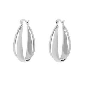 FE1370 925 Sterling Silver Farrah Hoop Earrings