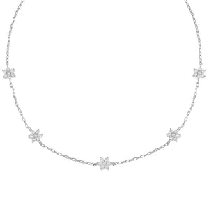 FX0578 925 Sterling Silver Multi-Flower Necklace