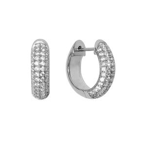 FE1596 925 Sterling Silver Pave Zircon Hoops Earrings