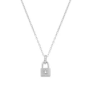 FX0334 925 Sterling Silver Mini Lock Pendant Necklace