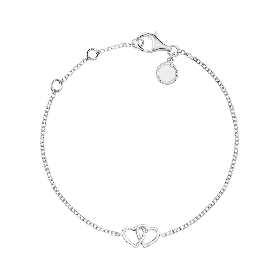 FS0015 925 Sterling Silver double heart bracelet