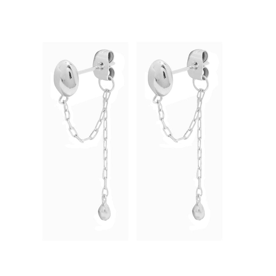 FE1842 925 Sterling Silver Solid Chram Chain Stud Earring