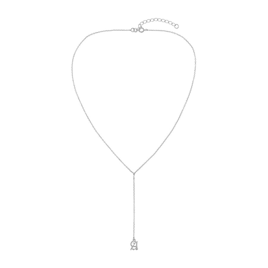 FX0189 925 Sterling Silver Letter Initial Lasso Necklace