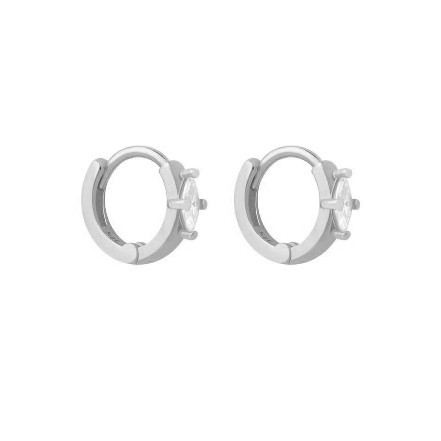 FE1160 925 Sterling Silver Cubic Zirconia Hoop Earrings