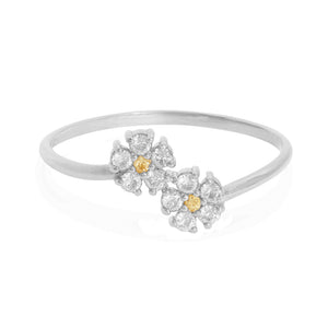 FJ0729 925 Sterling Silver Sapphire Double Flower Ring