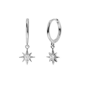 FE1085 925 Sterling Silver Sirius Pendant Hoop Earrings