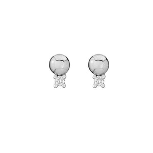 FE1746 925 Sterling Silver Ball Cubic Zirconia Stud Earring