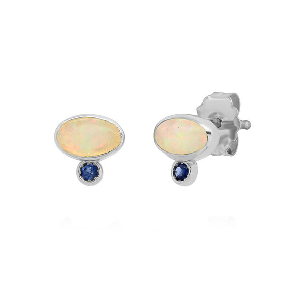 FE1445 925 Sterling Silver Opal Sapphire Earrings