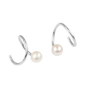 FE1439 925 Sterling Silver V Shape swirl Pearl Earring