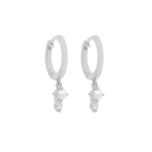 FE1905 925 Sterling Silver Freshwater Pearl CZ Women Earrings