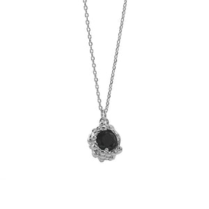 RHX1014 925 Sterling Silver Lava Flower Black CZ Pendant Necklace