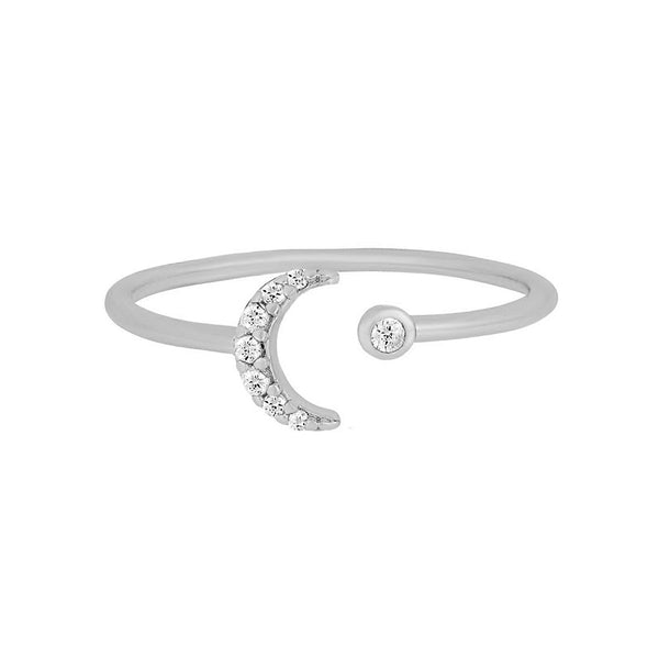 FJ0660 925 Sterling Silver Moon Cubic Zircon Ring