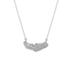 RHX1023 925 Sterling Silver Irregular Leaf Pendant Necklace