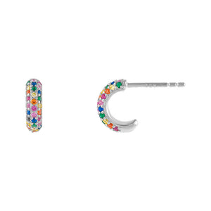 FE1500 925 Sterling Silver Rainbow Hoop Earrings