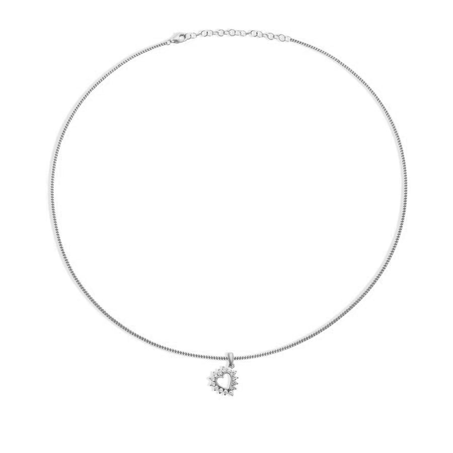 FX0671 925 Sterling Silver CZ Heart Pendant Necklace