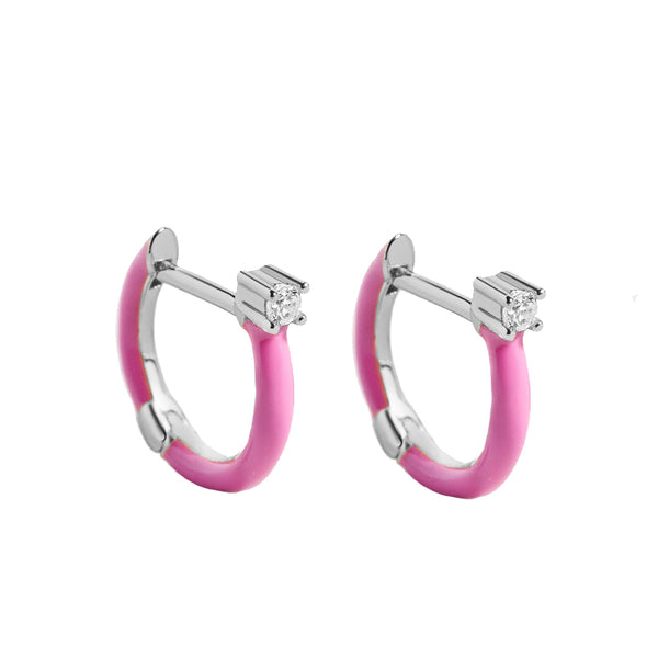 FE1562 925 Sterling Silver Zircon Colorful Hoop Earrings