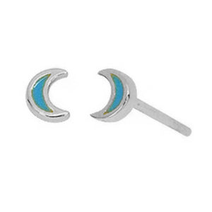 FE0137 925 Sterling Silver Little Turquoise Moon Stud Earrings